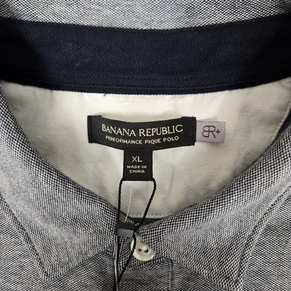 Banana Republic Shirt Performance Pique Polo Mens XL Gray Casual‎ Pocket NWT
